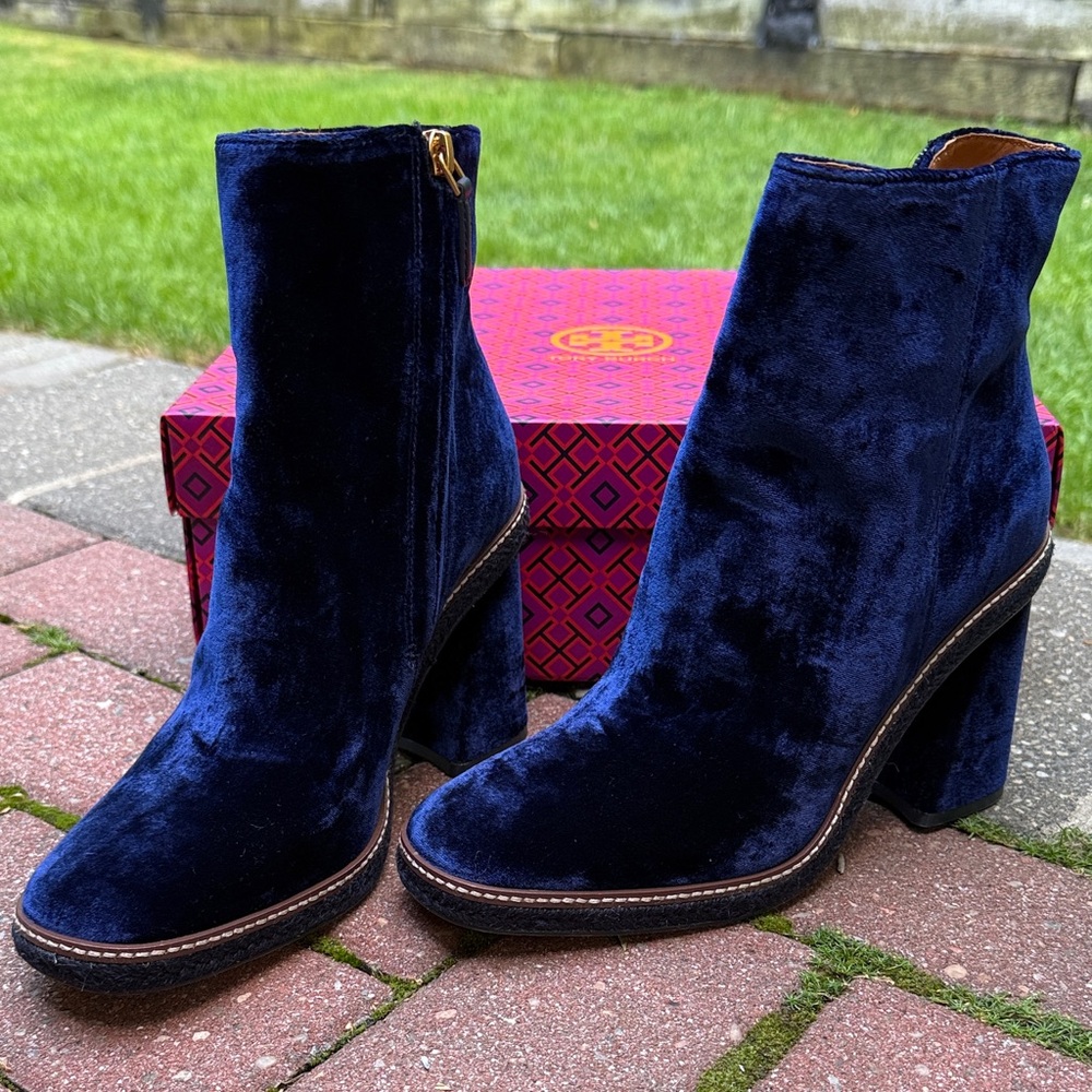 Tory Burch Midnight Velvet Heeled Boots